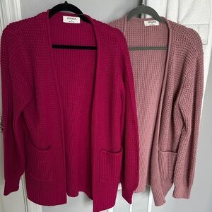 Women's Open Front Cardigan Sweater - fushia and Pink